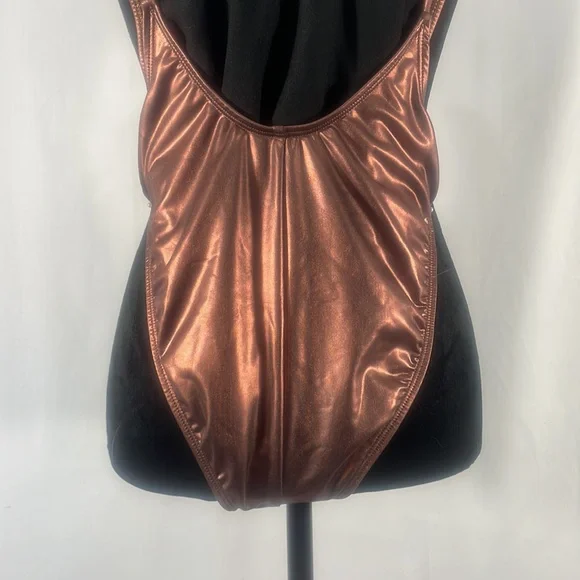 Bronze golden brown, one piece metallic swimsuit,bathing suit size small - Picture 7 of 11